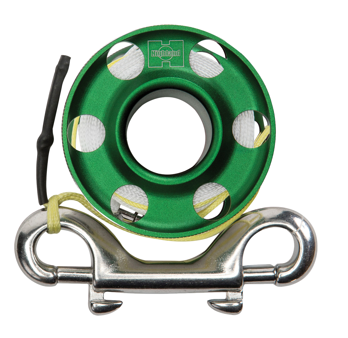 XS Scuba Highland 50 ft Aluminum Finger Spool with Dyneema Leader & Bolt Snap Green