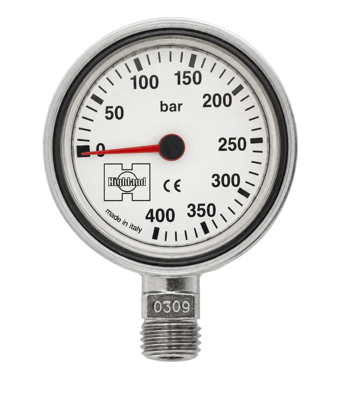 Highland Thin Line SPG – Brass & Glass Submersible Pressure Gauge BAR Metric