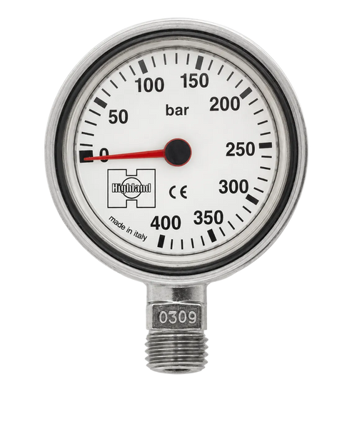 Highland Thin Line SPG – Brass & Glass Submersible Pressure Gauge BAR Metric