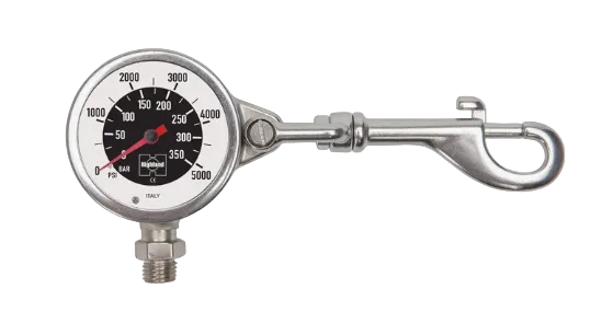 Highland 2" Brass & Snap SPG – Compact Pressure Gauge with Integrated Bolt Snap