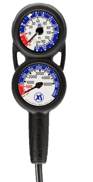 XS Scuba QuikVu Dive Console – Pressure Gauge, Depth Gauge & Compass (Compact 3-Gauge Console)