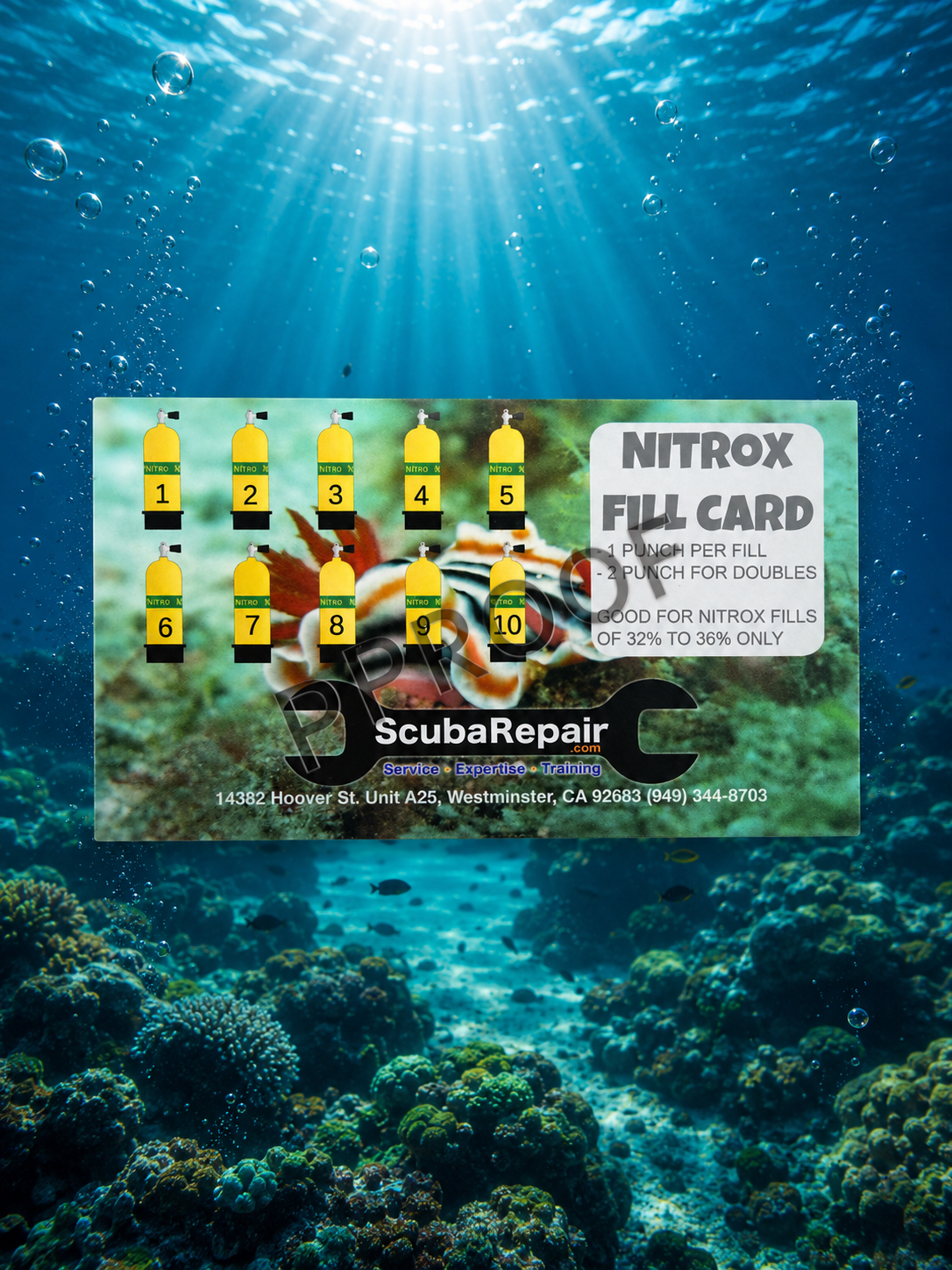 ScubaRepair.com Nitrox Fill Card
