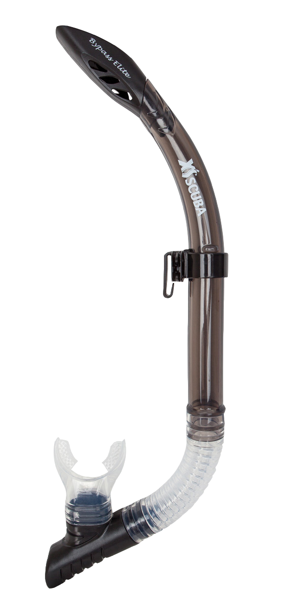 XS Scuba ByPass Elite Snorkel – Streamlined Semi-Dry Snorkel with Purge Valve Black
