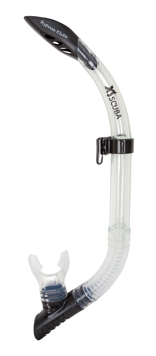 XS Scuba ByPass Elite Snorkel – Streamlined Semi-Dry Snorkel with Purge Valve Clear