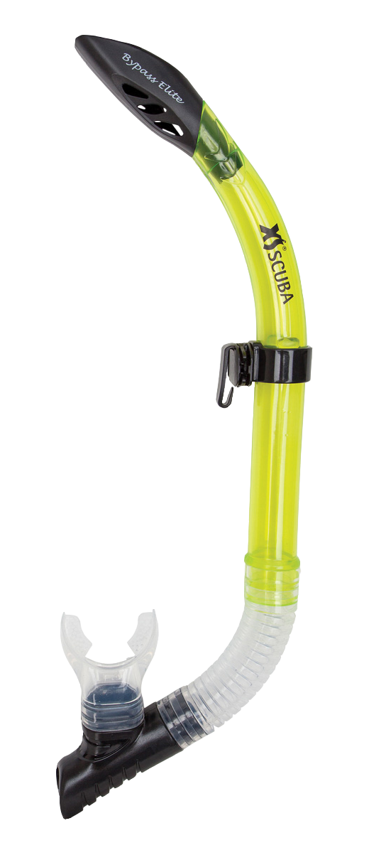 XS Scuba ByPass Elite Snorkel – Streamlined Semi-Dry Snorkel with Purge Valve Yellow