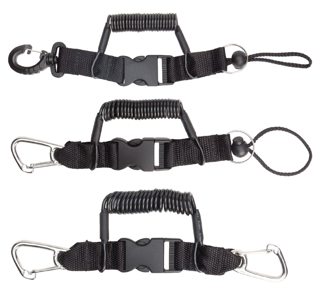 XS Scuba Coil Lanyards – Light, Medium & Heavy Duty Retractable Dive Lanyards