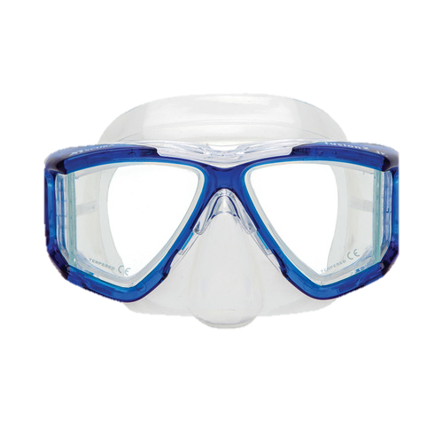 XS Scuba Fusion 2 Jr. Mask – Youth & Small Face Dive Mask with Crystal Silicone Skirt - Blue