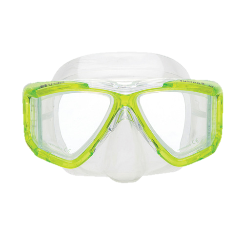 XS Scuba Fusion 2 Jr. Mask – Youth & Small Face Dive Mask with Crystal Silicone Skirt - Yellow