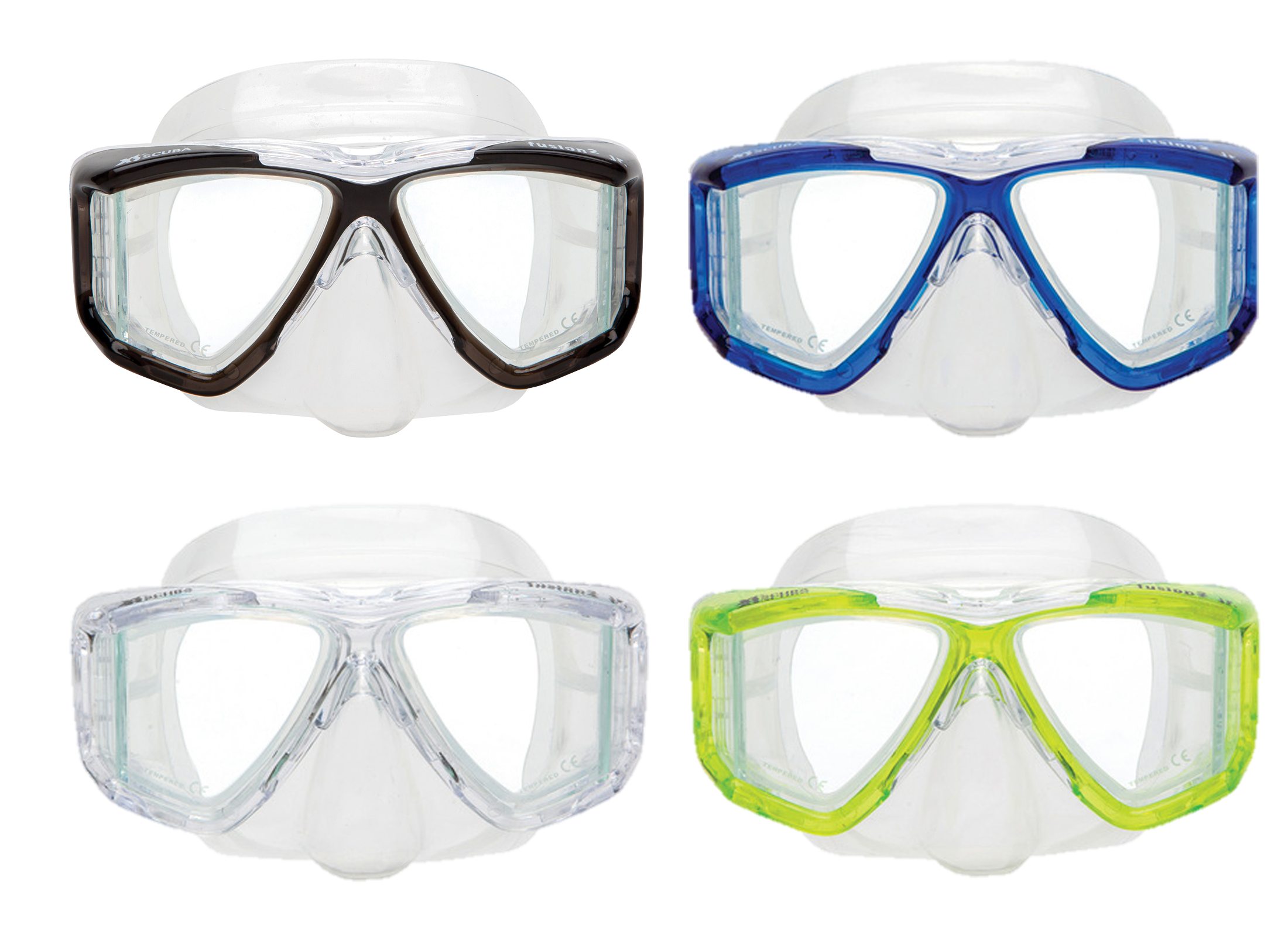 XS Scuba Fusion 2 Jr. Mask – Youth & Small Face Dive Mask with Crystal Silicone Skirt