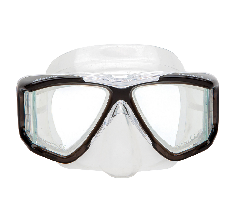 XS Scuba Fusion 2 Jr. Mask – Youth & Small Face Dive Mask with Crystal Silicone Skirt - Black