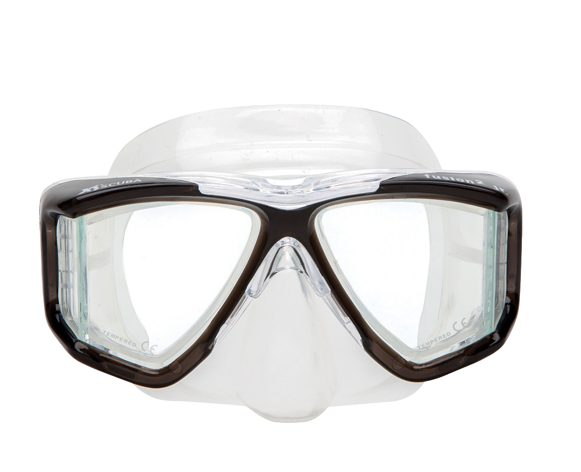 XS Scuba Fusion 2 Jr. Mask – Youth & Small Face Dive Mask with Crystal Silicone Skirt - Black