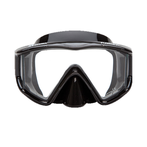 XS Scuba OceanWays Fusion 3 Mask – Panoramic Three Window Scuba Diving & Snorkeling Mask - Black & Black