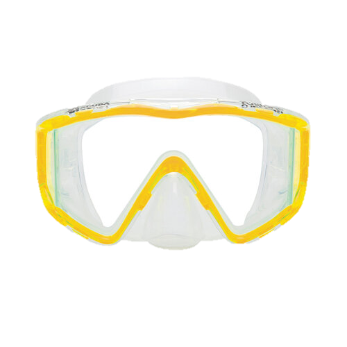 XS Scuba OceanWays Fusion 3 Mask – Panoramic Three Window Scuba Diving & Snorkeling Mask - Yellow
