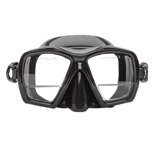 XS Scuba Gauge Reader Mask – Down View Prescription Dive Mask with +1.75 Diopters - Black