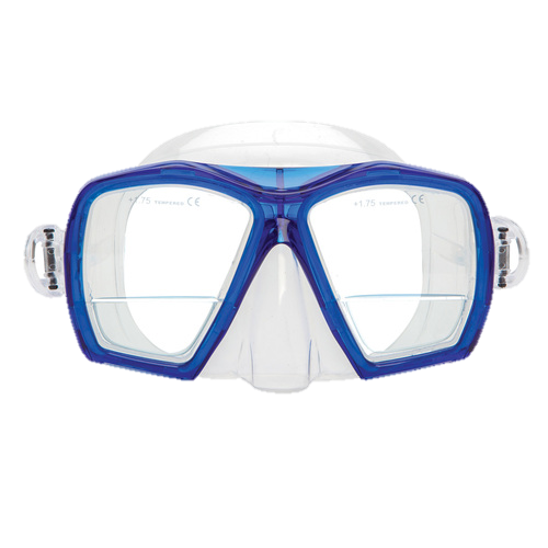 XS Scuba Gauge Reader Mask – Down View Prescription Dive Mask with +1.75 Diopters - Blue