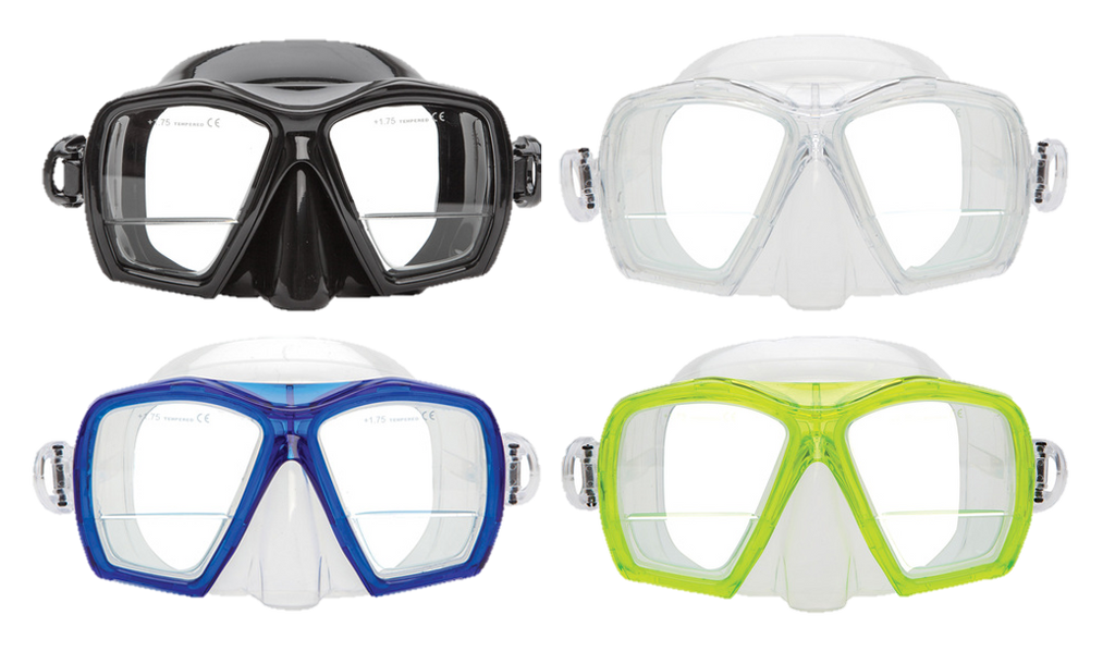 XS Scuba Gauge Reader Mask – Down View Prescription Dive Mask with +1.75 Diopters