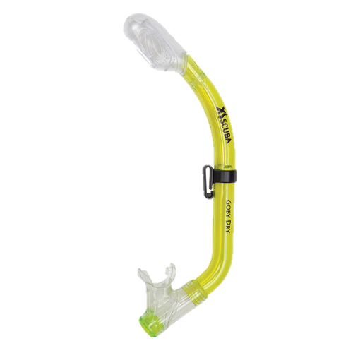 XS Scuba Goby Dry Snorkel – Kids Totally Dry Snorkel with Purge Valve - Yellow