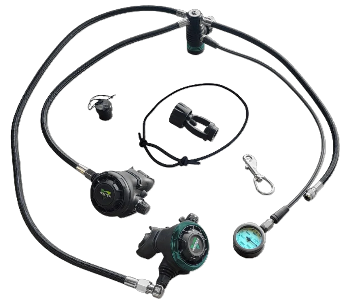 XS Scuba Highland Vortex Regulator Package w/ PVD Finish – Dual Scale SPG & Miflex Hoses