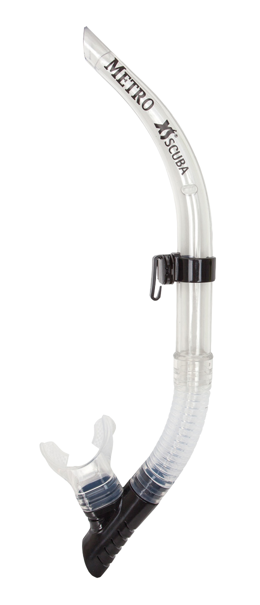 XS Scuba Metro Snorkel – Durable Open Top Snorkel with Purge Valve Clear