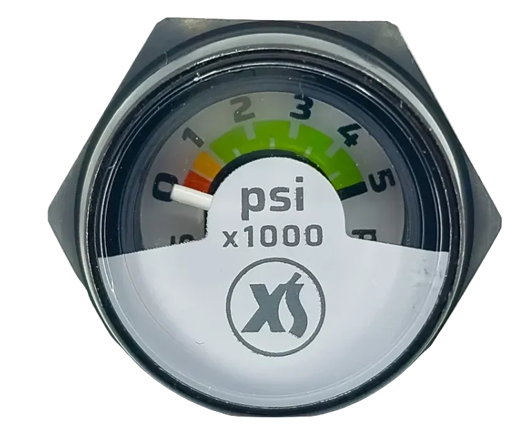 XS Scuba Pony Bottle Gauge Black – Compact Backup Air Pressure Gauge