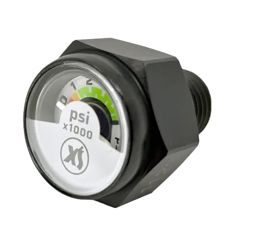 XS Scuba Pony Bottle Gauge – Compact Backup Air Pressure Gauge Black