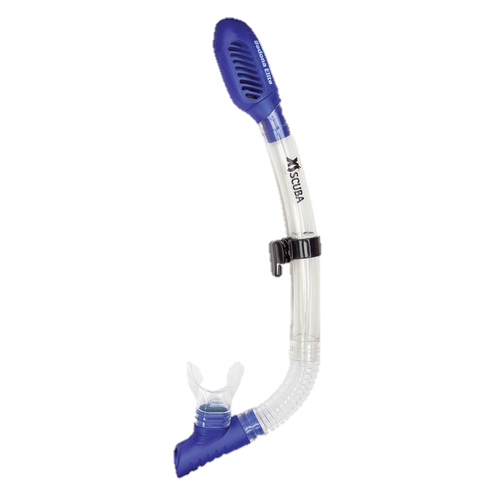 XS Scuba Sedona Elite Dry Snorkel – Totally Dry Top Scuba & Snorkeling Snorkel - Clear & Blue