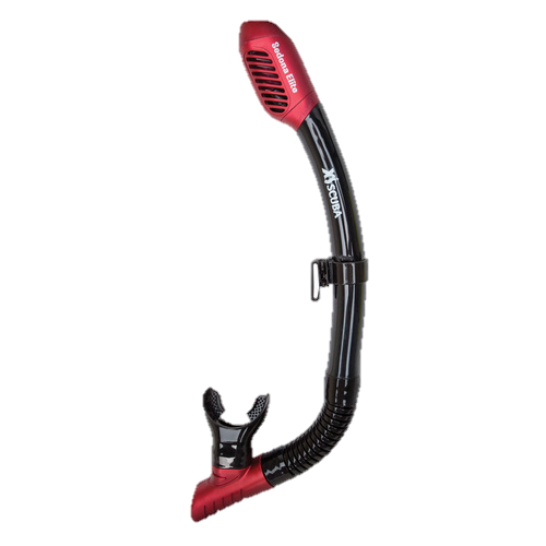 XS Scuba Sedona Elite Dry Snorkel – Totally Dry Top Scuba & Snorkeling Snorkel - Black & Red