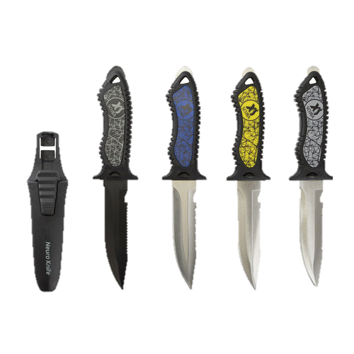 XS Scuba Neuro Dive Knife – 4.5" 304 Stainless Steel Dive Knife with Serrated Edge & Line Cutter