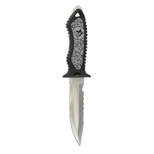 XS Scuba Neuro Dive Knife – 4.5" 304 Stainless Steel Dive Knife with Serrated Edge & Line Cutter - Grey