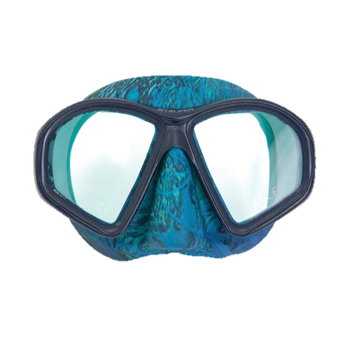 OceanWays Stalker Mask – Low Volume Freediving & Spearfishing Mask - Blue Camo