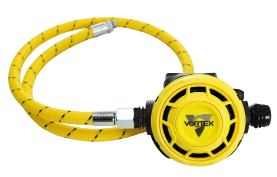 XS Scuba Vortex Octopus delivers reliable backup breathing performance with a high-visibility design for emergency air-sharing situations.