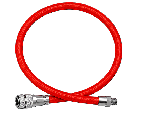 XS Scuba MiFlex BC & Drysuit Quick Disconnect Hose – Lightweight Braided Inflator Hose - Red
