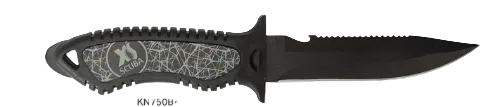 XS Scuba Neuro Dive Knife – 4.5" 304 Stainless Steel Dive Knife with Serrated Edge & Line Cutter Black
