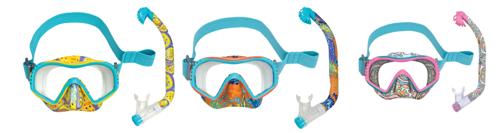 XS Scuba Youth Marine Life Mask & Dry Snorkel Combo – Kids Snorkeling Set